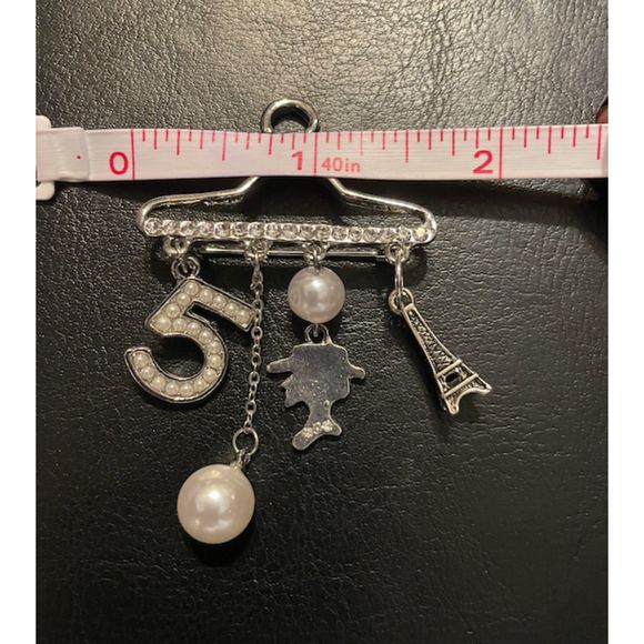 Silver Hanger Brooch Pin with Charms - Picture 3 of 4